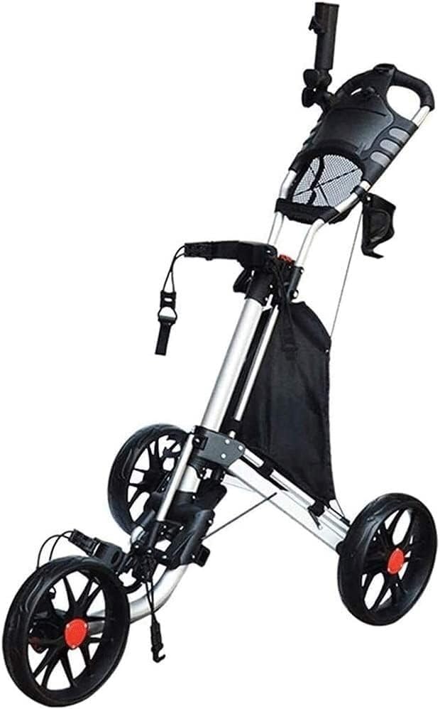 Carrello da Golf Carrello da Golf Carrello da Golf Pieghevole a 3 Ruote Carrello da Golf Leggero Carrello da Golf Pieghevole con portaombrelli portabevande