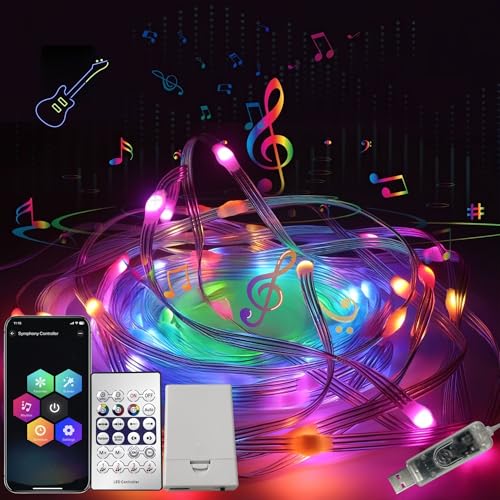10M RGB LED Lichterkette Innen & Außen, USB-Betrieb, App &...