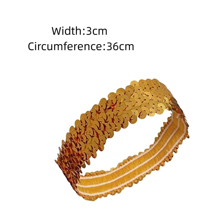 5 Pieces Sequin Headband Glitter Gold Sport Head Band Sparkle Elastic HeadBand For Adult Fitness,Party,Performance - Image 2