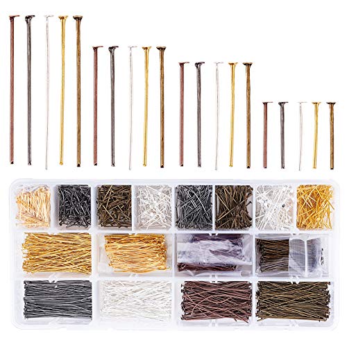 PH PandaHall 2000 Épingles De Tête De Bijoux - 4 Tailles & 5 Couleurs Pour Créations Artisanales De Boucles D'Oreilles Et Bracelets