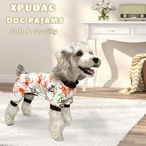 XPUDAC 4 Pack Dog Pajamas Soft Strechy Summer Doggie Clothes for Small Medium Dogs Boy Girl Cat Apparel Small