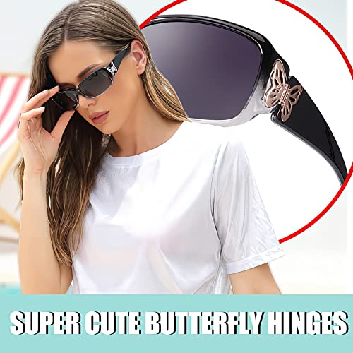 Fimilu Sunglasses For Women Polarized Uv400 Protection Wrap Around Glasses Trendy Butterfly Decor Fashion Accessories #TOP2