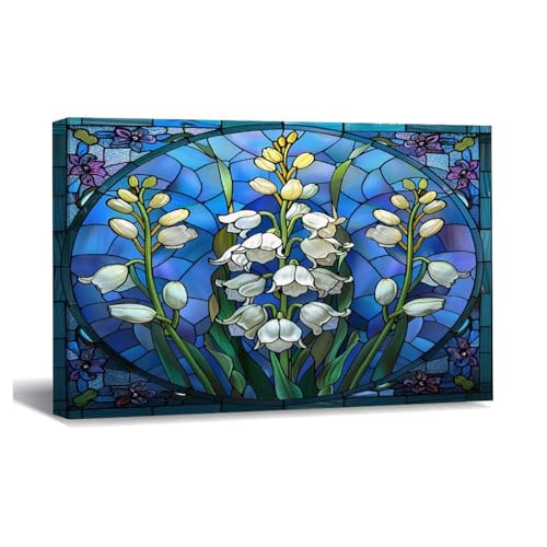 LUIJORGY Lienzo decorativo para pared con diseño de flor de lirio del valle de mayo, diseño floral, para dormitorio, sala de estar, cocina, baño, decoración del hogar, listo para colgar, 12 x 8
