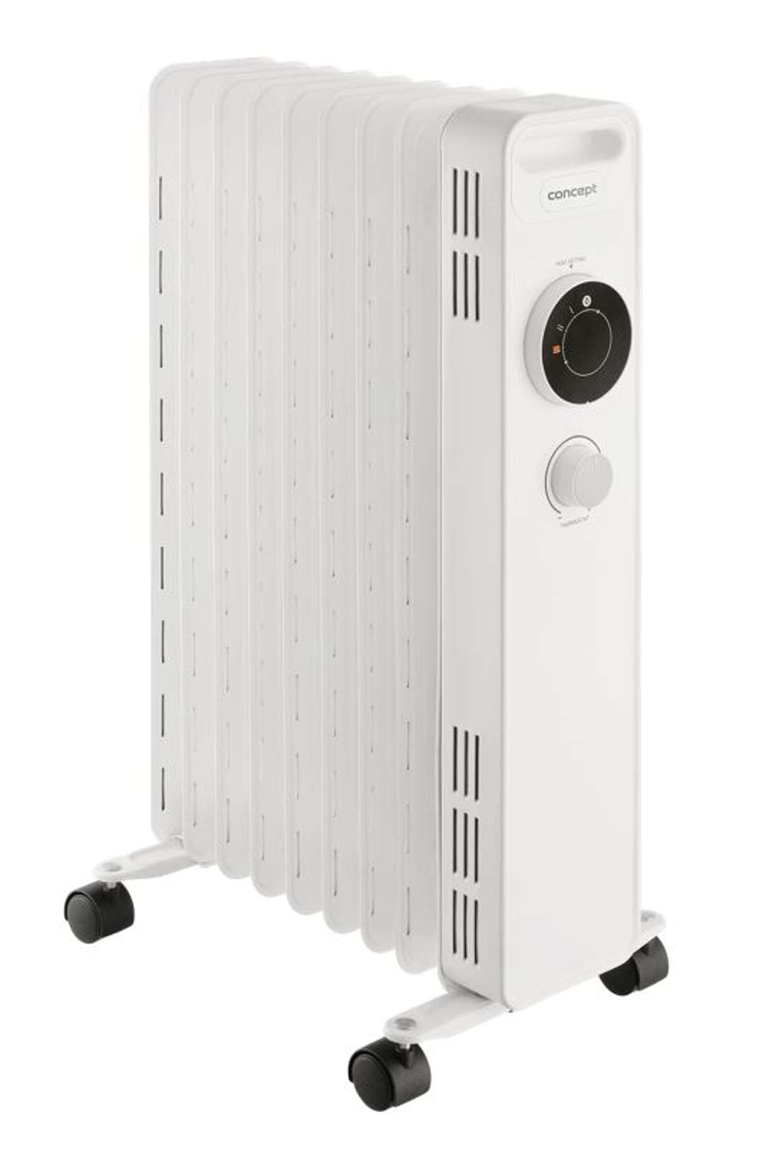 CONCEPT Hausgeräte RO3309 grzejnik olejowy, 3 stopnie ogrzewania, 9 żeber, ochrona przed przegrzaniem, ochrona przed zamarzaniem, 2000 W, biały