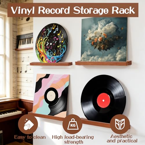 Support mural pour disques vinyles en bois pour ranger sans abîmer - 5