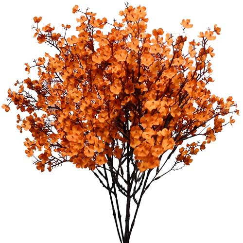 Image of Mandy's 6 Bundles Artificial Orange Baby's Breath Flowers