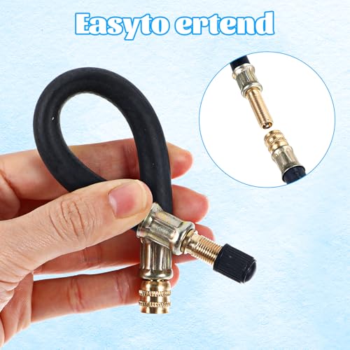 Image of Nogeqi 2PCS Tire Valve Extender, Flexible Air Valve Extension Adaptor for Universal Bike Scooter Motorcycle Truck Rv Cars (Black, 8.27 Inch)