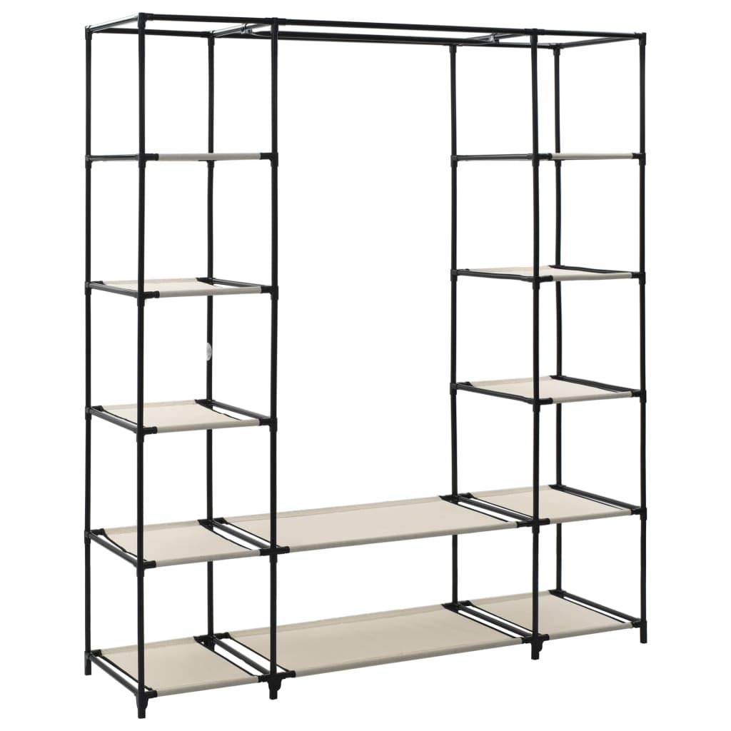 LAPOOH Armadio con scomparti e aste, armadio in tessuto, armadi camera da letto, organizzatori di armadi, armadi rotti, tessuto crema 150x45x176 cm