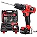 Price comparison product image TEENO 21V Cordless Drill Driver Set 21V,Hammer Drill with 2 Lithium-Ion Batteries 1500mAh with Kitbox,18+3 Torque,32N.m Max,25 PCS Bits 2 Speed,LED Light,Impact Drill for Home Garden DIY.