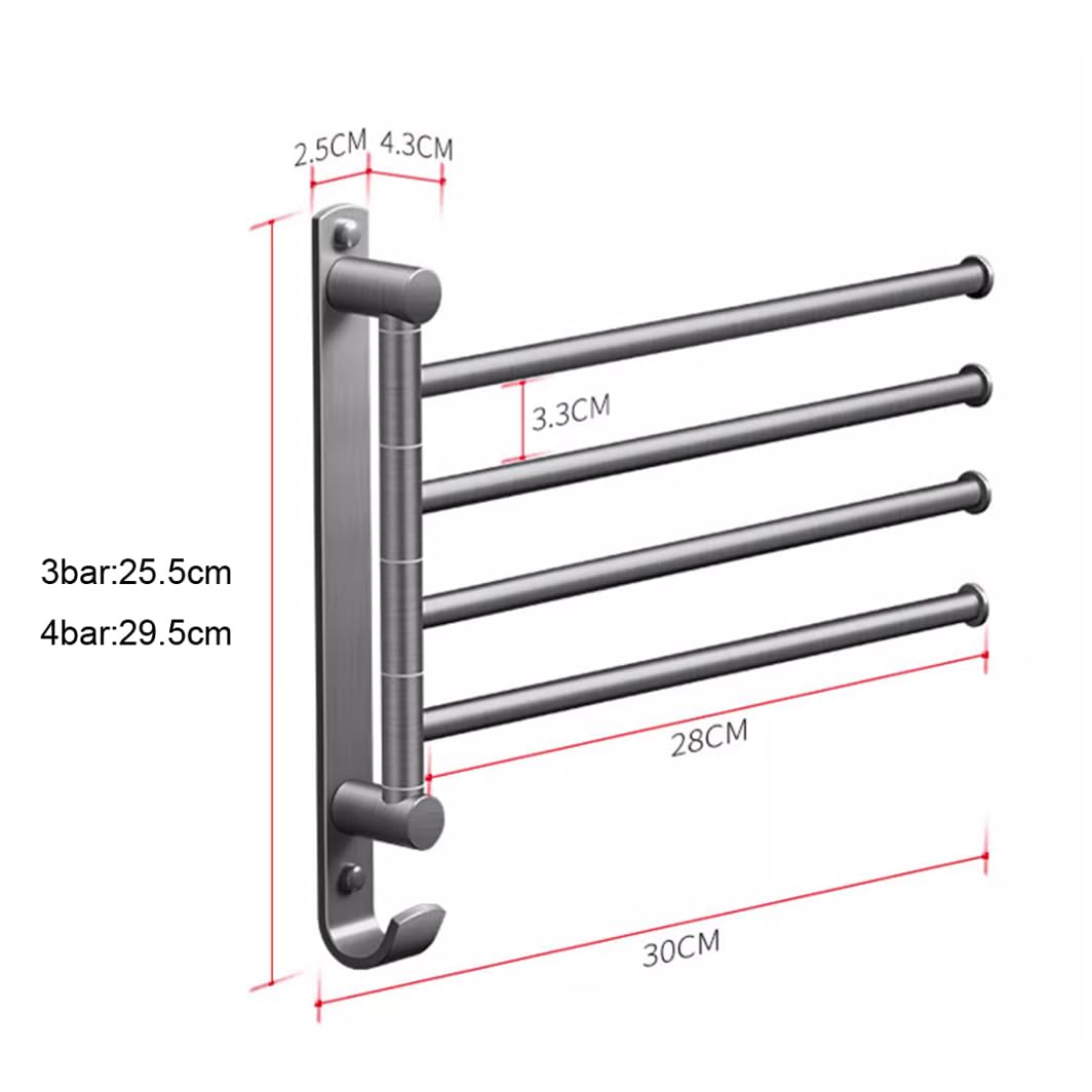 Pwshymi Barre De Serviette Pivotante Noire Porte-serviettes Pivotant