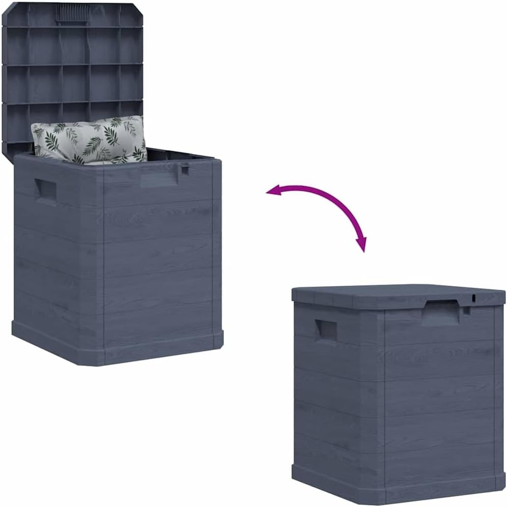 Storage Box Anthracite Plastic (with Wood Effect) Compact Outdoor Furniture Storage Boxes
