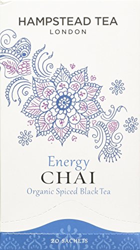 Hampstead Tea London Energy Organic Chai Spiced Black Tea / Organic Black Tea Energía Chai con especias - 1 x 20 sobres (40 Gramos)