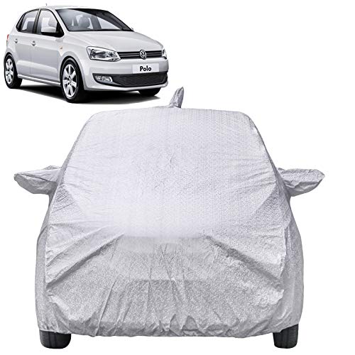 Image of Waterproof Car Body Cover Compatible with Volkswagen Polo with Mirror & Antenna Pockets (Shinning Silver)