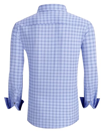 Alex Vando Mens Button Down Shirts Wrinkle Free 4-Way Stretch Print Business Casual Shirt