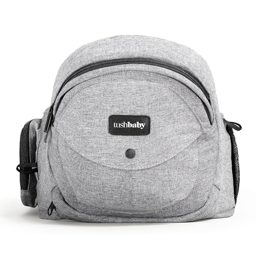 Tushbaby Original Hip Seat Baby Carrier for Babies & Toddlers up to 45 lbs, Safety Certified, Lightweight No-Foam Design with Storage & Nursing Support, Grey