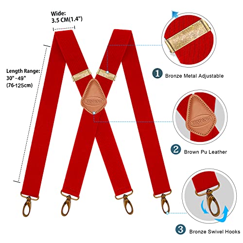 Image of MENDENG Suspenders for Men Heavy Duty Swivel Hooks Retro X-Back Adjustable Brace