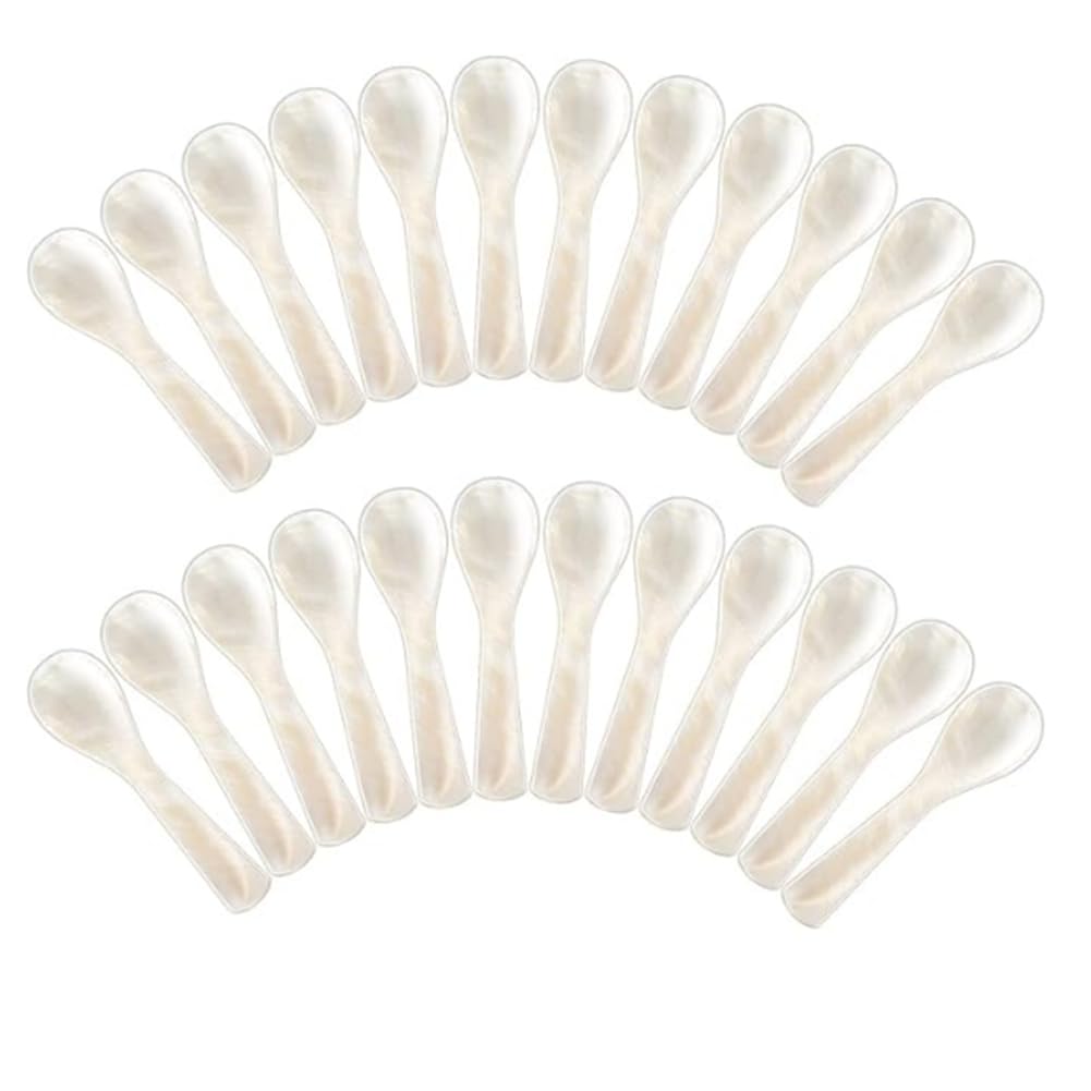 Vjsujehgy For Caviar Spoons(24pcs) Mother of Pearl Mop Spoons Hand Crafted for Caviar, Egg, Ice Cream, Salt, Coffee Serving