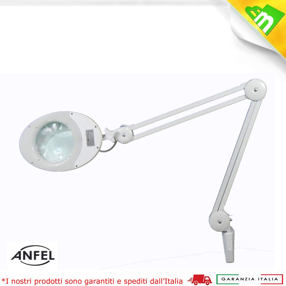 LENTE D'INGRANDIMENTO 5 DIOTTRIE CON 80 LED SMD ALTA RESA A LUCE FREDDA BIANCA E MORSETTO LAMPADA PER ESTETISTA ESTETICA LABORATORIO E LAVORI DI PRECISIONE