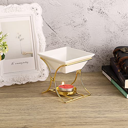 JuxYes Metal Tealight Scented Wax Melts Warmers Fragrance Oil Diffuser Burner, Ceramic Tealight Candle Oil Burner Warmer Aromatherapy Wax Candle Tart Warmer Diffuser for Home Bedroom Décor - Thumbnail 7