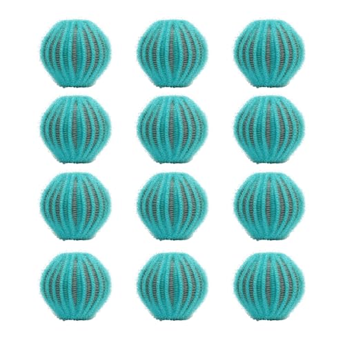 12 Atrapa Pelos Lavadora, Bolas atrapa pelos para Lavadora, Quita Pelos Mascota, que eliminan fácilmente el pelo y los pelusas de perros, gatos y peluches de la lavadora, Azul