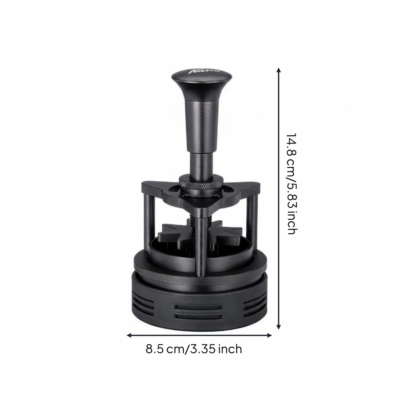 perfk Distributore Caffè Espresso Livellatore Macinato Strumento Rotante Imbuto Misuratore Meccanismo a Pressione con Rotazione Profondità Regolabile Adatto a Preparazione Espresso, 58MM