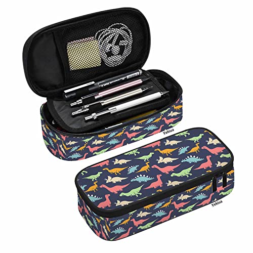Image of Yekiua Dinosaur Pencil Case Cartoon Dino Big Capacity Pencil Pouch Office College Makeup Bag Colorful