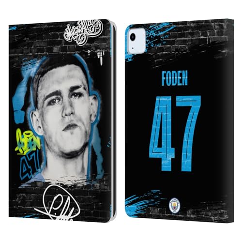 Head Case Designs Officially Licensed Manchester City Man City FC Phil Foden Graffiti Collection by Murwalls Leather Book Wallet Case Cover Compatible with Apple iPad Air 11 2020/2022/2024