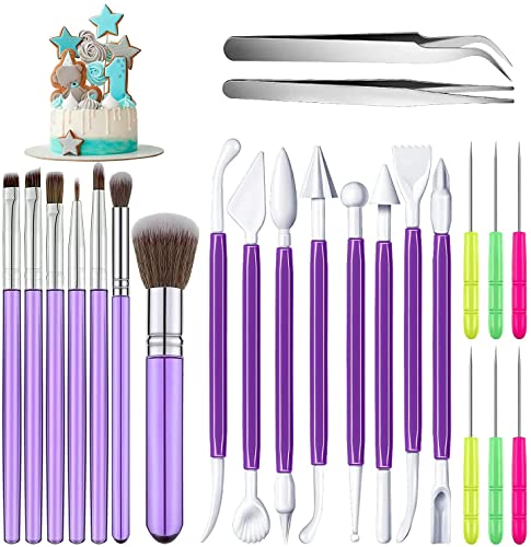 MEISO 23 Pièces Pinceau Patisserie de Décoration Gâteaux Outils Biscuits Brosse Pinces Droites...