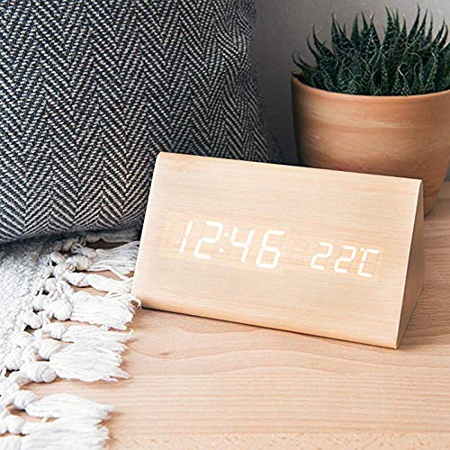 Buy QUETA Wood Triangle Electronic LED Mute Luminous Clock Time Office