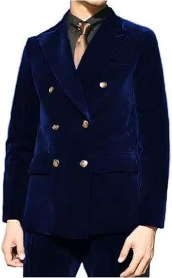 ONAXTDA Velvet Double Breasted Sport Coat for Men Regular Fit Blazer Jacket Business Casual Coats