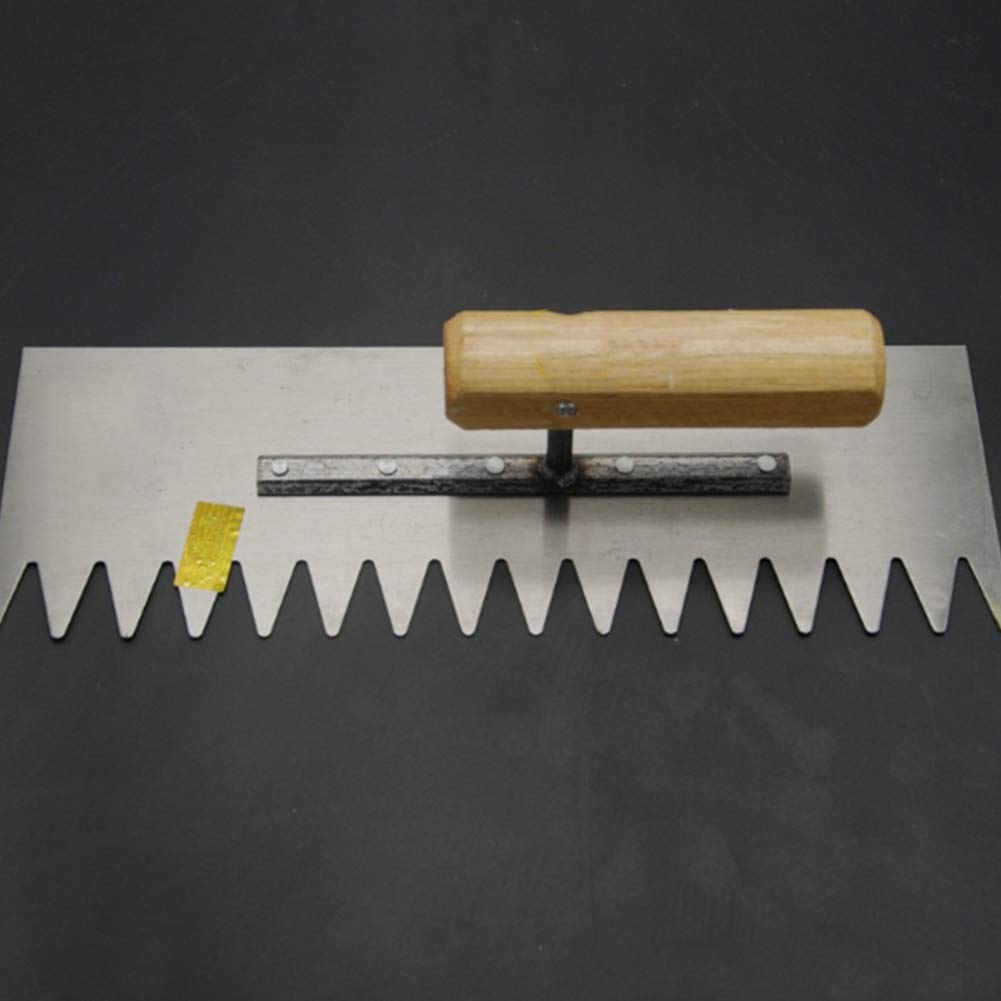 Paleta de enyesado de Diente de Sierra, Paleta de ladrillo de Acero Inoxidable de 2 Piezas con Mangos de Madera para constructores de renovación, Herramienta de enyesado de albañiles