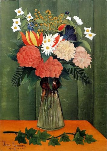Impressions d'art mural Bouquet de fleurs Henri Rousseau affiche de qualité musée 60x90 cm