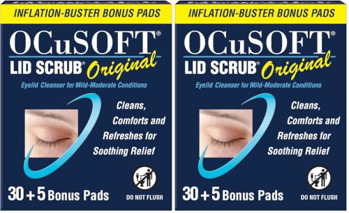 Image of OCuSOFT Lid Scrub Original Inflation Buster- 5 Bonus Pads Included - Gentle Eyelid Cleanser for Daily Hygiene - 35 ct Pre-Moistened Pads (Pack of 2)