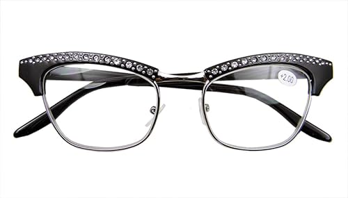 Circleperson Mujeres Ojo de gato Gafas de lectura Lector de diamantes de imitación Estilo vintage