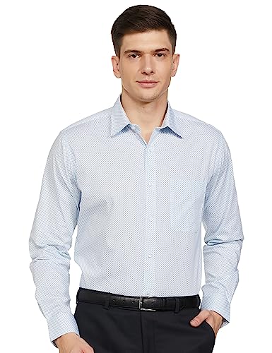 Image of Raymond Men's Pure Cotton Print Pattern Slim Fit Semi Cutaway Collar Full Sleeve Formal Shirt
