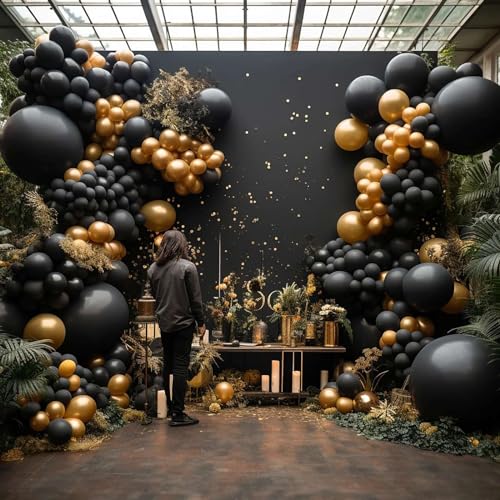 Image of KALOR 12 Inch Black Balloons, 50 Pcs Latex Helium Balloons for Kid's Birthday Party, Baby Shower, Wedding, Graduate Party Decorations