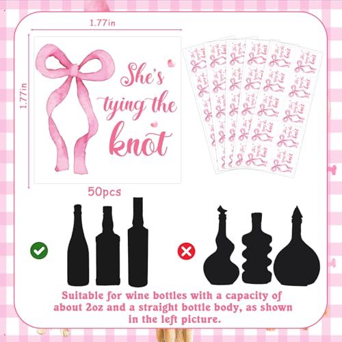 Mini étiquettes bouteille vin autocollantes nœud rose 50 pces - 7