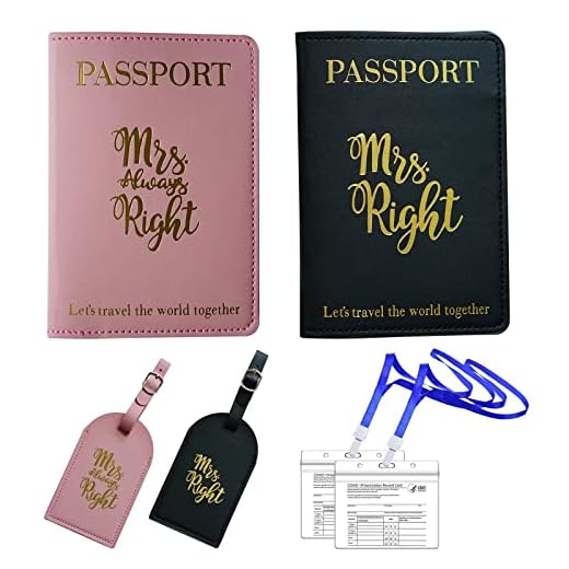 Mrs.Right and Mrs.Always Right Passport Holders and Luggage Tags with Plastic Clear CDC Vaccination Card Holder Pu Leather Passport Covers Lesbian Couple Honeymoon Present Slim Travel Wallets for LGBT Wedding Shower Gift 2 Packs
