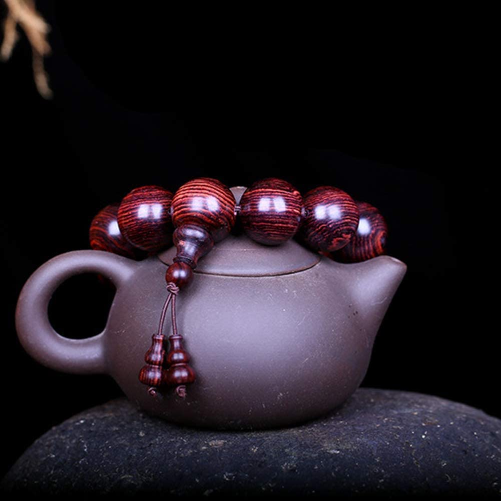 Bracciale, braccialetto di perline preghiera in legno meditazione buddista in sequoia naturale Mala Coppia gioielli elastici