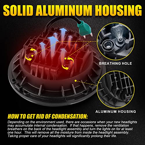 Image of LX-LIGHT 1000% Bright 7 Inch LED Headlights Anti-glare Round H6024 LED Headlight Compatible with Jeep Wrangler JK JKU TJ LJ Chevy Ford GMC Dodge etc DOT Approved Hi /Low Sealed Beam Chrome