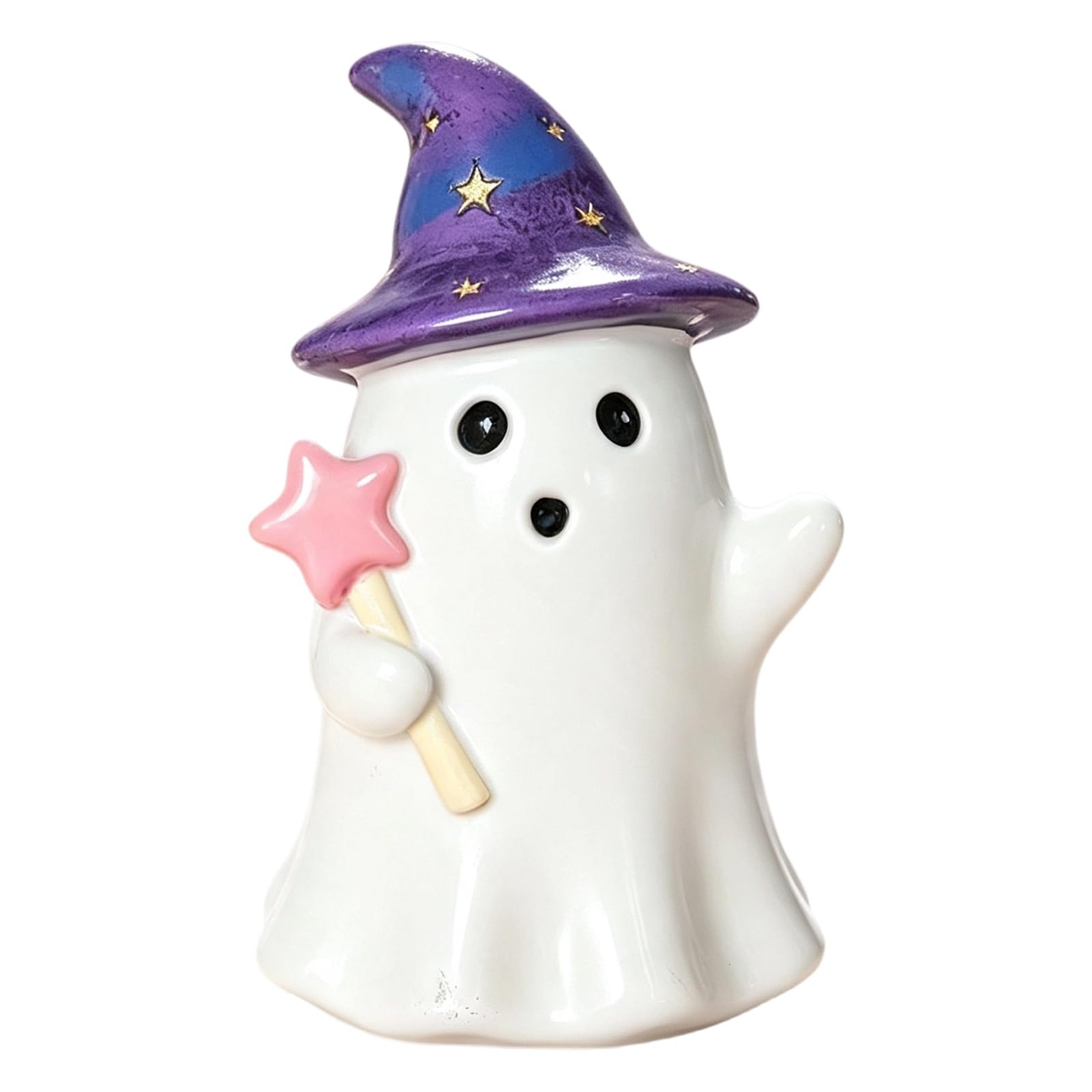 gibxiyza Halloween Ghost Resin Figurine, Cute Pumpkin Witch Hat Statue