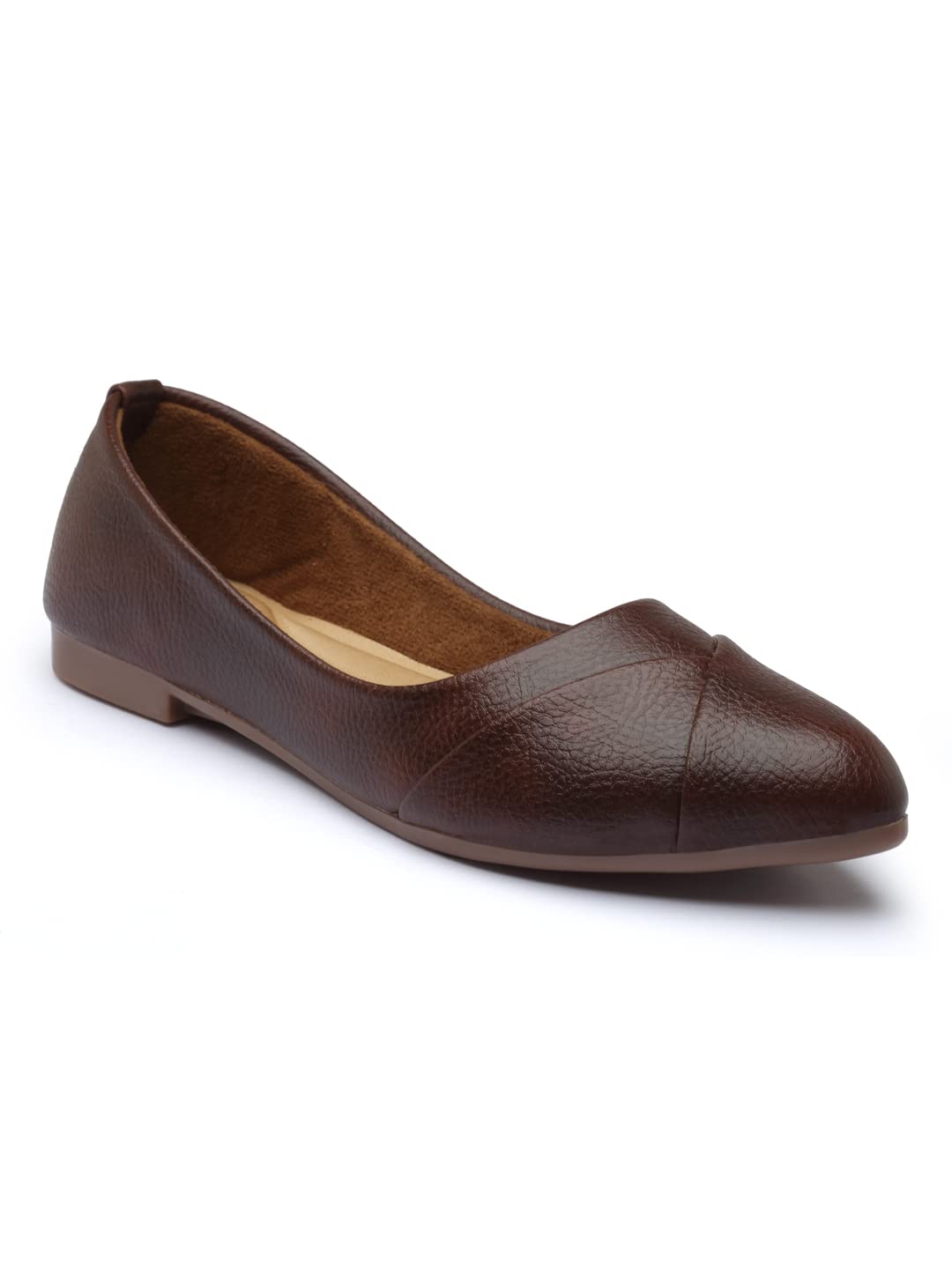 AROOM Footwear Casual Stylish Comfortable Leather Flat Bellies Shoes for Women and Grils (Brown, 4) (B0CL38S51L) Amazon Price History, Amazon Price Tracker
