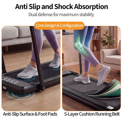 Image of NEWBULIG Under Desk Walking Pad Treadmill, Portable Compact Electric Treadmill with Remote Control, Quiet Fitness Equipment & LED Display for Home & Office, Black&Sliver