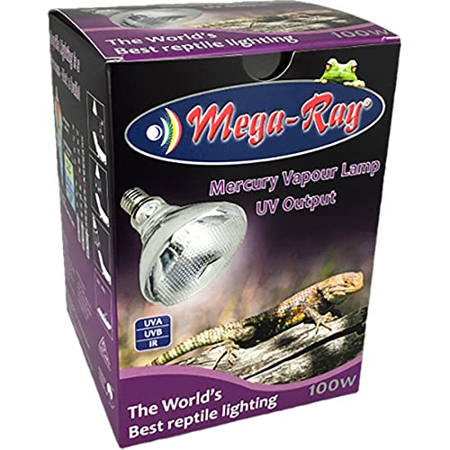 Mega-Ray 100w Reptile Mercury Vapour UV Output Basking Lamp UVA UVB IR