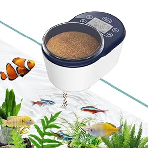 Automatic Fish Feeder for Aquarium, Rechargeable Timer Fish Food Dispenser for Betta Fish Turtle Feeder, Moisture-Proof Fish Food Vacation Feeder with LCD Display