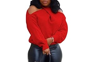 JURIS Women's Criss-Cross Cold Shoulder Loose Sweater