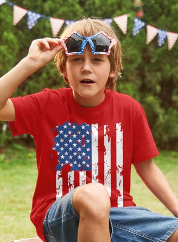 Image of BesserBay Unisex Kids July 4th Amarican Flag Top Patriotic Funny T-Shirt 6-14 Years
