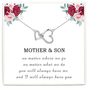 Gifts for Mum Daughter Auntie Niece Grandma Granddaughter Sister, Sterling Silver Two Interlocking Hearts Necklace, Perfect Presents for Mothers Day Birthday Christmas