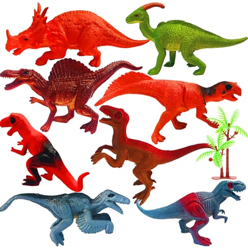 Image of Realistic Dinosaur Animal Toys for Kids 3+ Years | 8PCs Big Size Jurassic World Dino Animals Figure Set for Children| Birthday Gifts Jungle Safari Animal Dino Egg Toy Action Figurine (Dino 8)