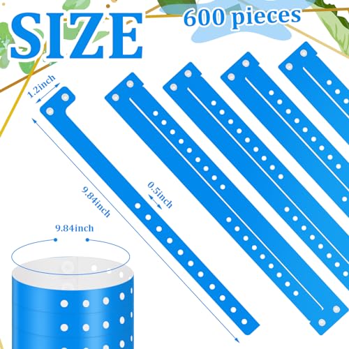 Image of Henoyso 600 Pcs Blue Plastic Wristbands for Events Vinyl Waterproof Pool Wristbands Neon Color Plastic Bracelet for Party Events Arm Band Identification for Concerts Carnivals